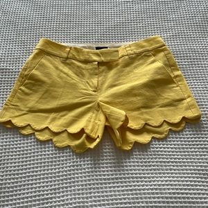 J Crew Factory scalloped short. Yellow. Size 2. NWOT.